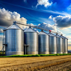 Obraz premium farm grain silos for agriculture
