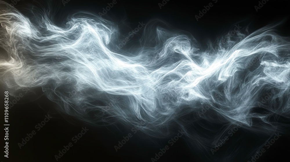 Poster ethereal white smoke flowing through darkness creating a mysterious and intriguing visual background