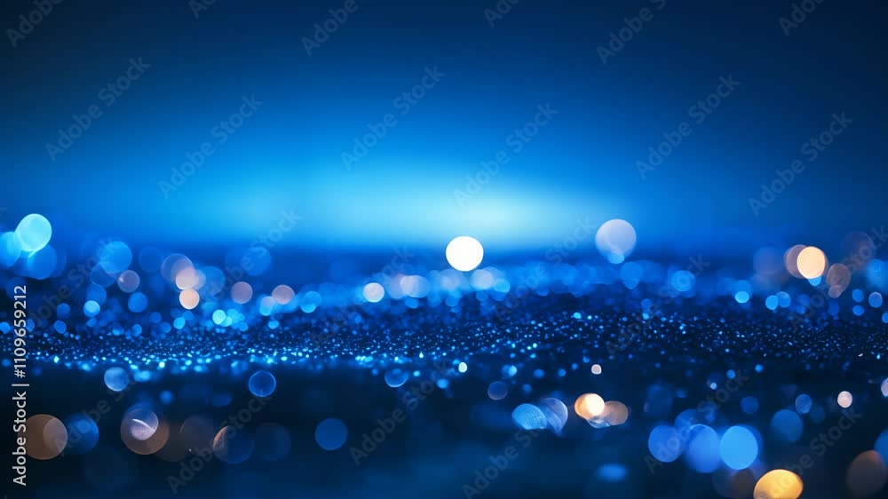 Poster abstract blue bokeh background with sparkle effect