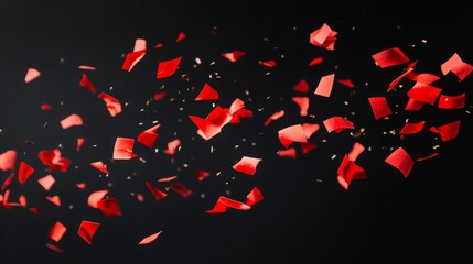 red confetti swirling and twirling in the air