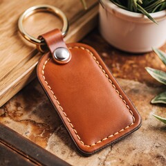 leather Keychain mockup