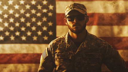 American Soldier  Military Uniform  Patriotic  USA Flag  Portrait  Veteran  Armed Forces