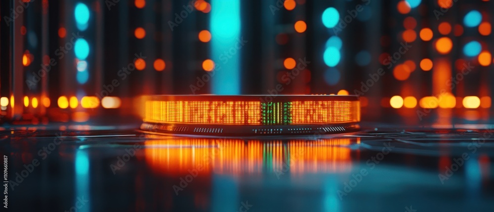 Poster futuristic led display in a cybernetic setting