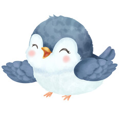 Hand Painting of Cartoon Little Bird