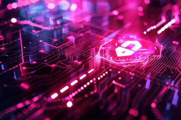 Abstract digital circuit design with a focus on security and technology.