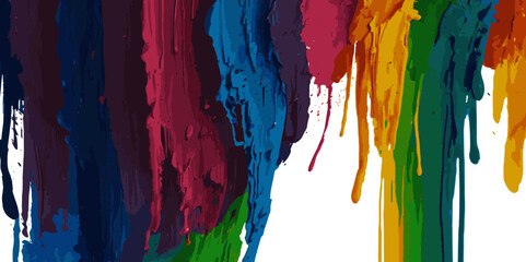 Abstract dripping colorful ink Splashes and drops paint circle isolated white background. 