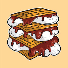 hand drawn smores cartoon food illustration
