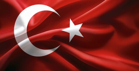 Obraz premium Flag of Turkey with Crescent and Star