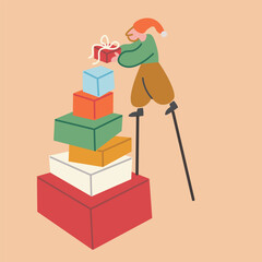 cute character in shape doodle style in vector for Christmas and New Year decor. Elements for poster sticker design logo decoration