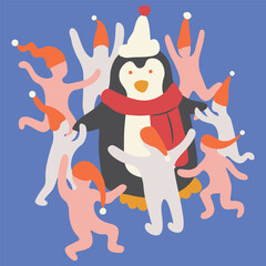 cute character in shape doodle style in vector for Christmas and New Year decor. Elements for poster sticker design logo decoration