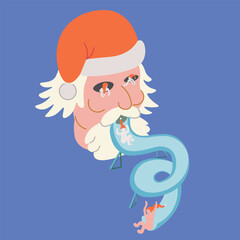 cute character in shape doodle style in vector for Christmas and New Year decor. Elements for poster sticker design logo decoration