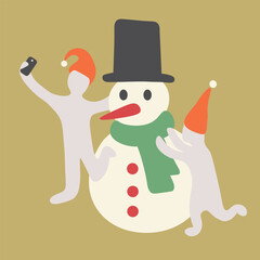 cute character in shape doodle style in vector for Christmas and New Year decor. Elements for poster sticker design logo decoration