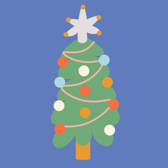 Christmas tree in shape doodle style in vector for Christmas and New Year decor. Elements for poster sticker design logo decoration