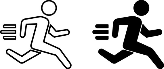 Fototapeta premium Athlete Icons. Black and White Vector Illustrations. Running Man, Sports Running. Sports Concept