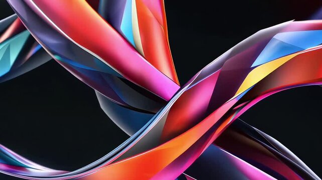 Abstract background of intertwined 3D bundles and pipes, colorful animation