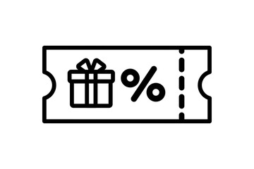 Gift voucher coupon icon. Promo code coupon. Business, sale, discount, special offer, promotion, redeem concepts. Outlined vector design isolated illustration.