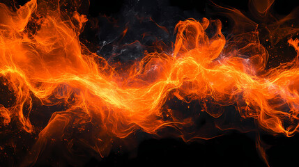 Fototapeta premium Bright orange electric shock on black background. Plasma. Illustration