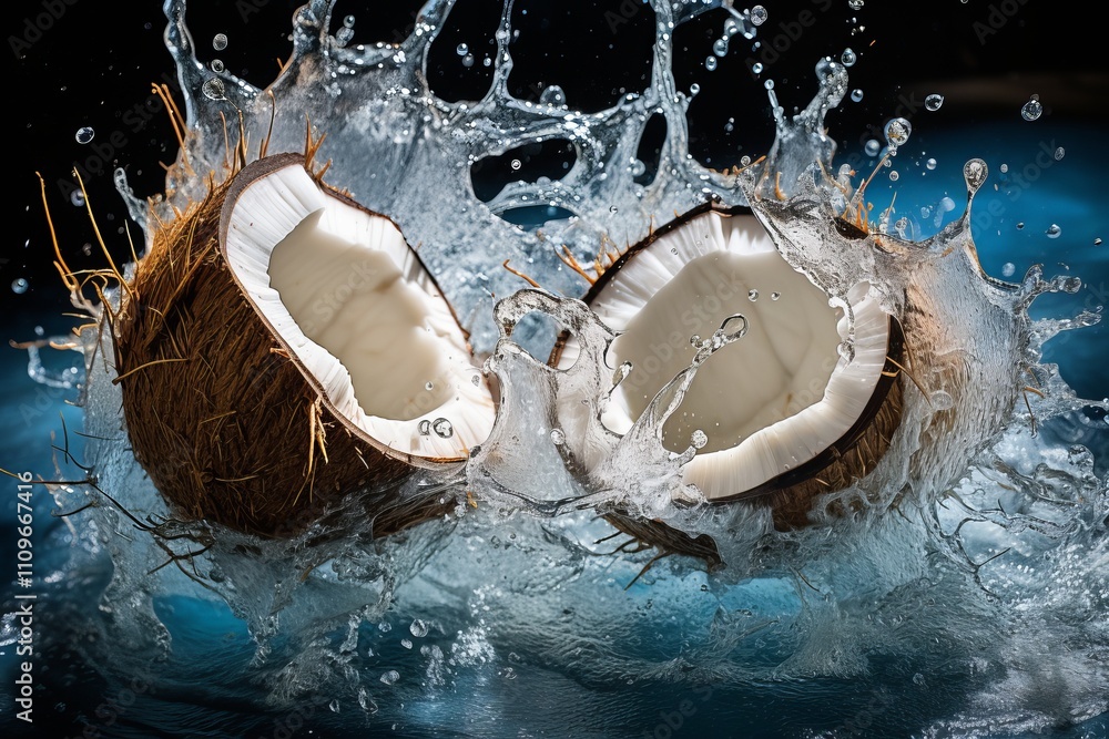 Aufkleber coconuts splashing in water create a refreshing tropical moment. generative ai