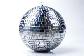 disco ball isolated on.  Silver disco mirror ball on white background 