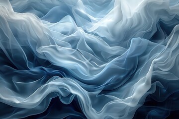 Obraz premium Abstract flowing fabric in shades of blue and white, creating a serene atmosphere.