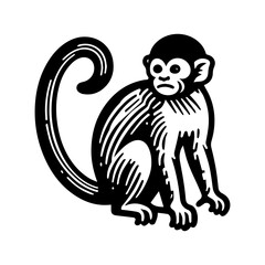 Naklejka premium Simple Vector Icon of a Ecuadorian Squirrel Monkey – Logo Design Illustration