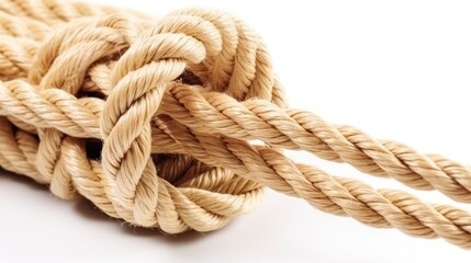 Fototapeta premium Intricate Knot of Beige Rope: A Close-Up Study