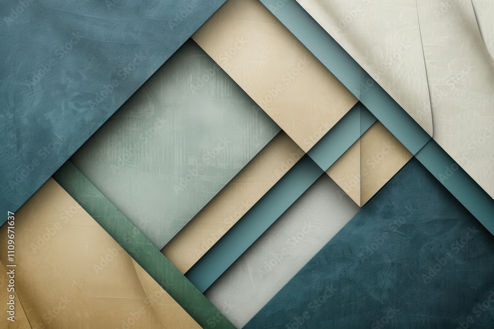 Poster abstract geometric design with layered textures and colors.