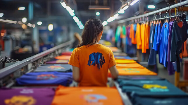  woman is working in the printing workshop