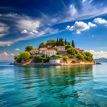view from sea to island kinaliada of princes islan