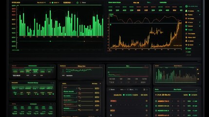 Crypto market trends displayed on a sleek digital dashboard at night. Generative AI
