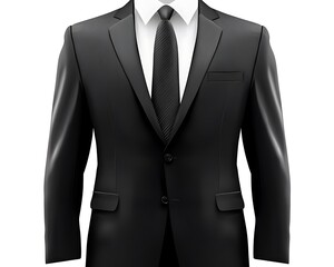 Vector of a black business suit with a clear white background, showcasing ultra HD quality, 32k resolution