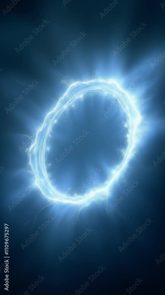 Poster white abstract plasma lightning ring with glowing particles swirling in dark sky fantasy concept art