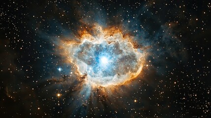 Fototapeta premium Stunning Cosmic Nebula in Deep Space Displaying Colorful Gas Clouds and Twinkling Stars, Captured with Incredible Detail in the Milky Way Galaxy