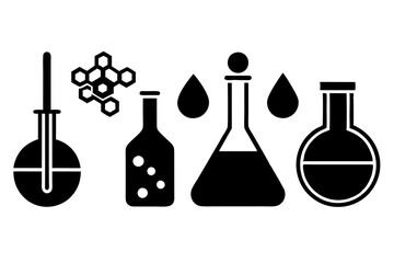 set of laboratory equipment, basic laboratory glassware