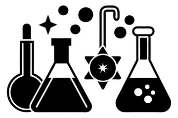 set of laboratory equipment, basic laboratory glassware