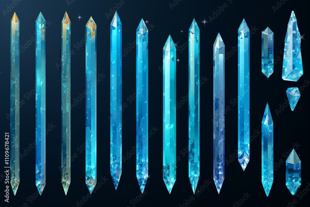 Poster beautiful array of dazzling crystals illuminated against a dark background. generative ai