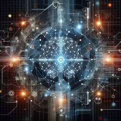 Obraz premium Abstract artificial intelligence technology web background