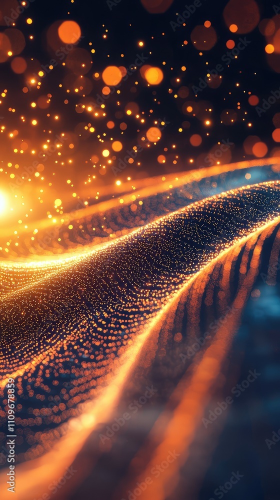 Poster abstract digital wave flowing with particles of light creating a mesmerizing visual effect represent