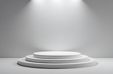 Obraz premium Round podium with empty place for your product. Gray background.