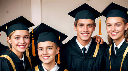 student with different eye color in group of students, close-up
