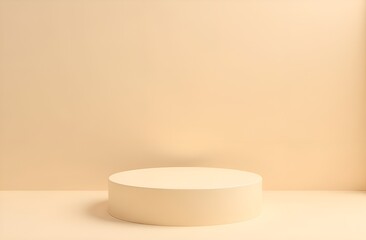 Round podium with empty place for your product. Pastel color background.