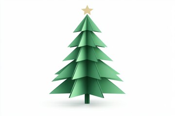 Obraz premium Christmas tree paper white background celebration. 