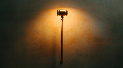 Illuminated Gavel Under Spotlight, Justice Symbol