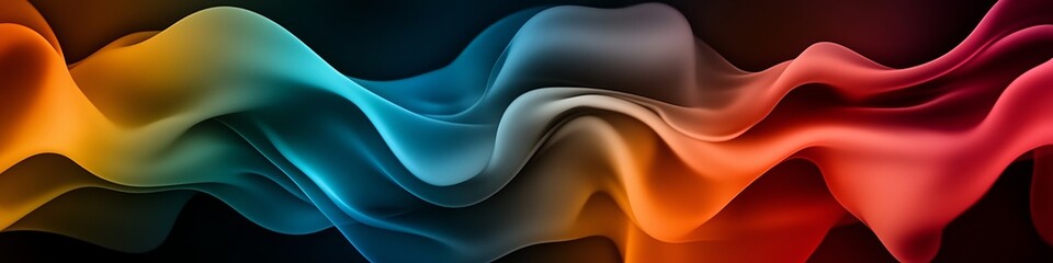 Obraz premium Abstract colorful wave pattern with fluid shapes in vibrant shades of blue, orange, and red, perfect for cover banner or header