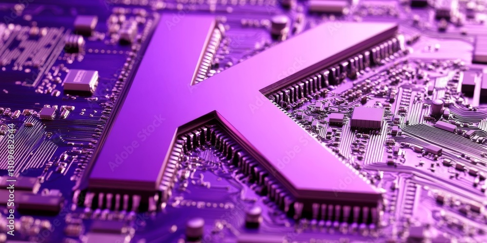 Poster the image features a closeup view of a striking threedimensional letter k that is set against a back