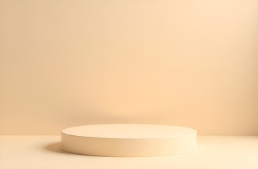 Round podium with empty place for your product. Pastel color background.