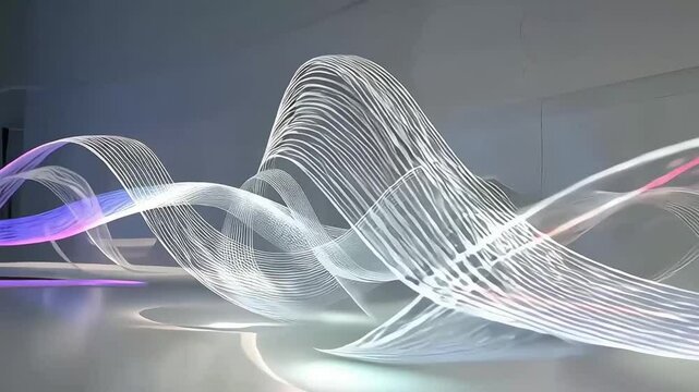 Abstract background of intertwined 3D bundles and pipes, colorful animation
