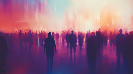 Fototapeta premium A hazy view of an event, with people forming a vague backdrop. Obscure. Illustration
