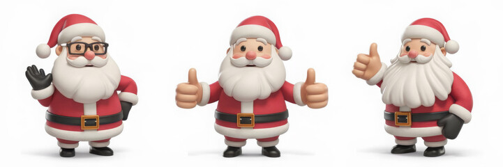 Obraz premium Collection of christmas illustration cute 3D character of funny Santas isolated on white background