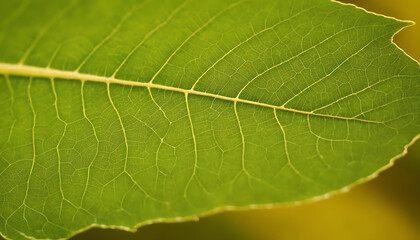 Obraz premium Close-up of a green leaf showing detailed vein patterns.